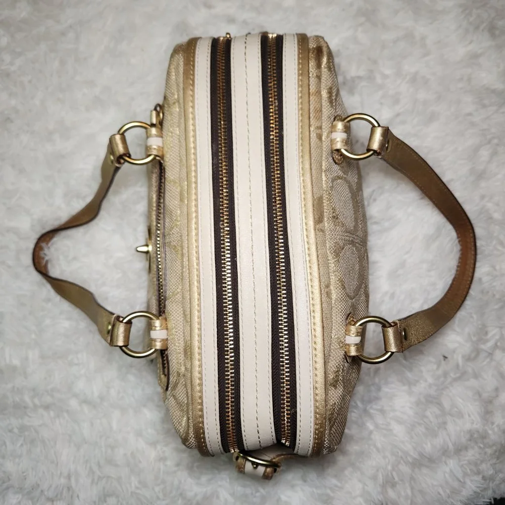 Coach Poppy Signature Bonnie Double Zip Top Handle Satchel - Picture 6 of 12